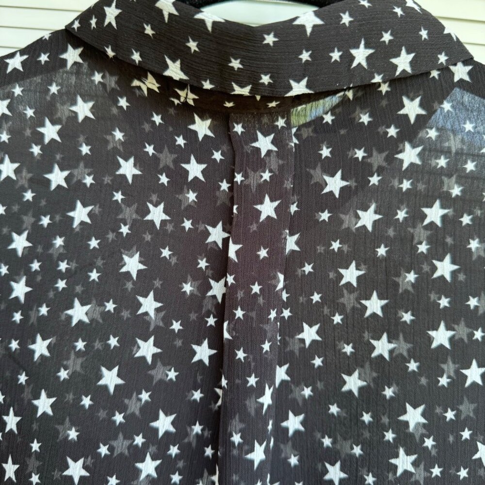 Love for Humanity Couture Button Down Shirt sz Small Stars Black w/ White Stars - Picture 7 of 10